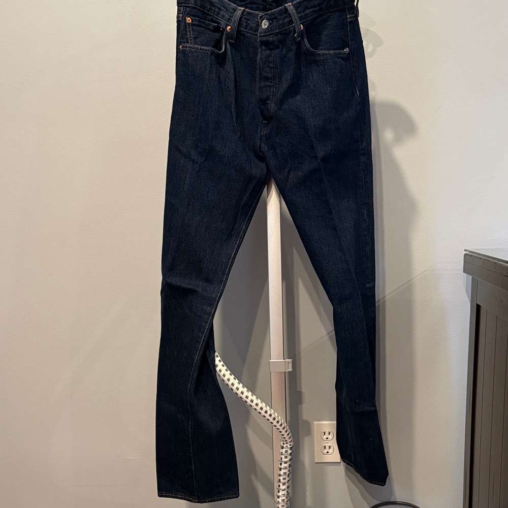 Levi's Men's Deep Blue Straight Button Fly 501 Jeans